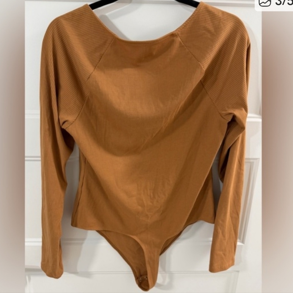 American Eagle Brown square neck thong body suit.